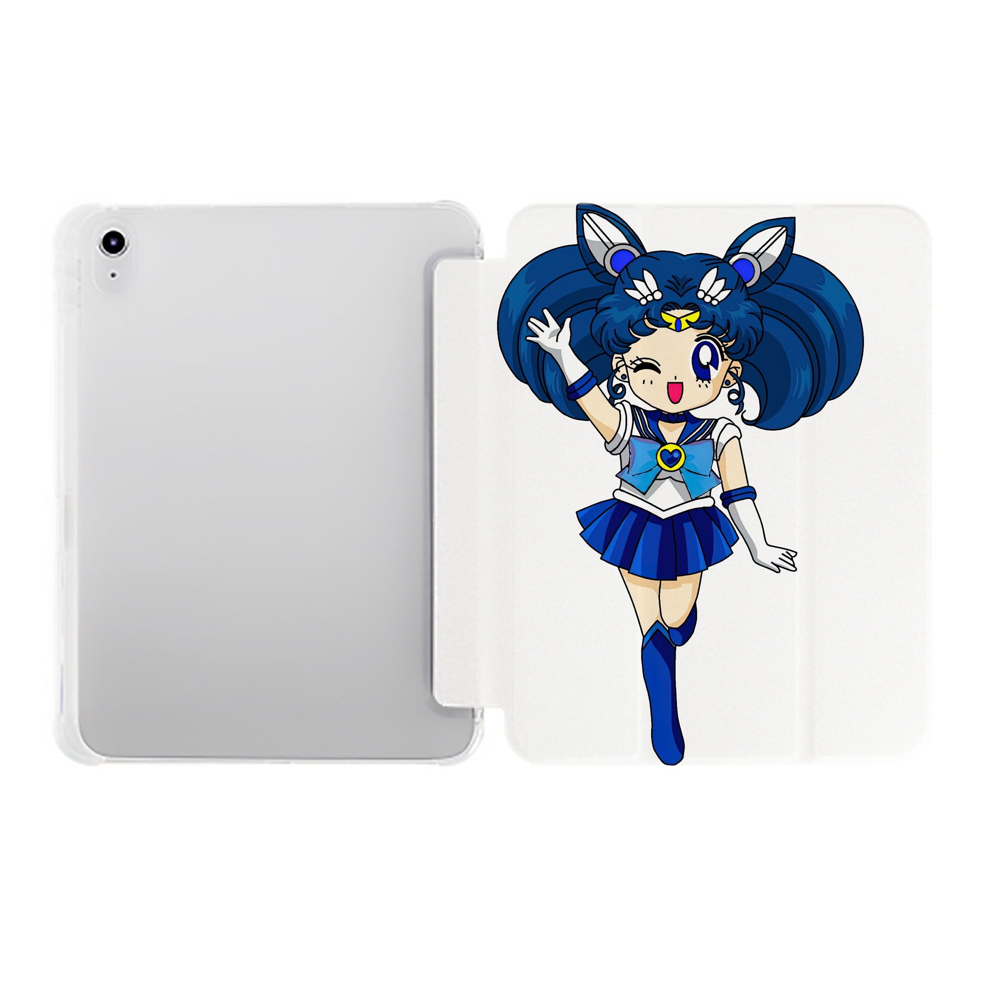 （画像用） 美少女戦士セーラームーン 水野 亜美 みずの あみ Sailor Moon Mizuno Ami IPad ケース ペン収納付き 三つ折りスタンド PUレザー×シリコン 対応機種9.5/10.5/10.9インチ